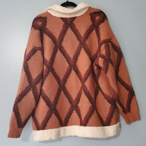 Polagram Parkside Knit Shacket Sherpa Trim Thick Winter Coat Women’s L - Picture 2 of 11